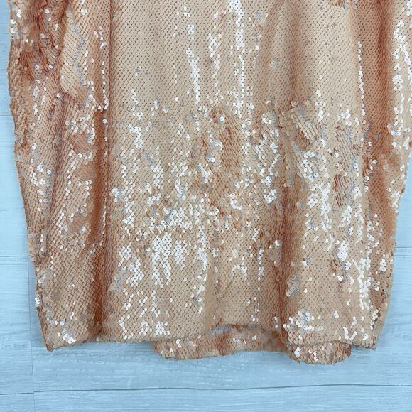 Eloquii Sequin Straight Pencil Skirt Plus Size 20 Peach Elastic Waist Party NEW - Picture 3 of 11